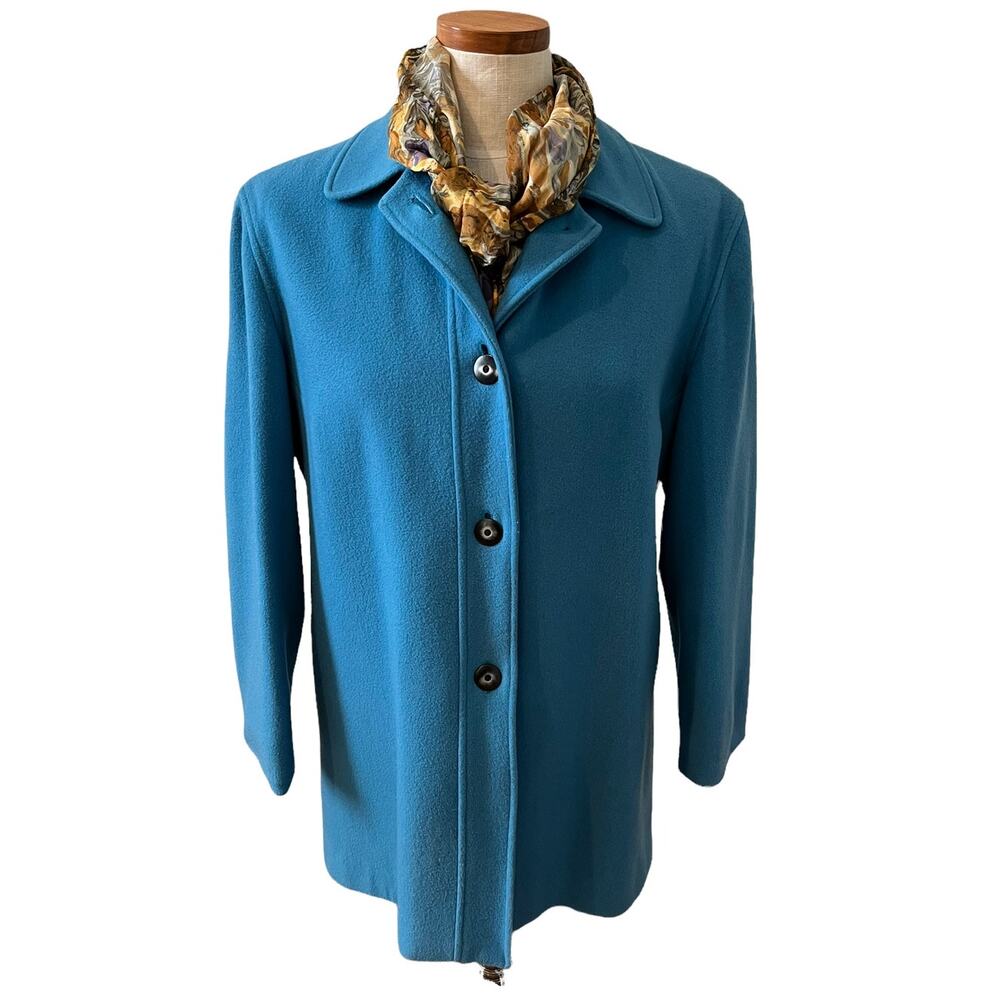 Ann Freedberg wool and cashmere car coat blue M